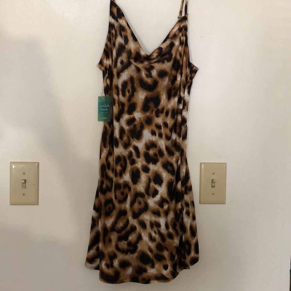 Satin Leopard Slip Dress
